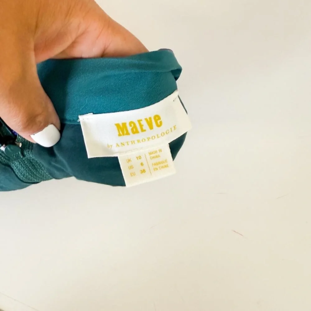 NWOT Anthropologie Maeve Pleated Printed Gold Floral Midi Knee Length Skirt 6 S - Picture 8 of 8